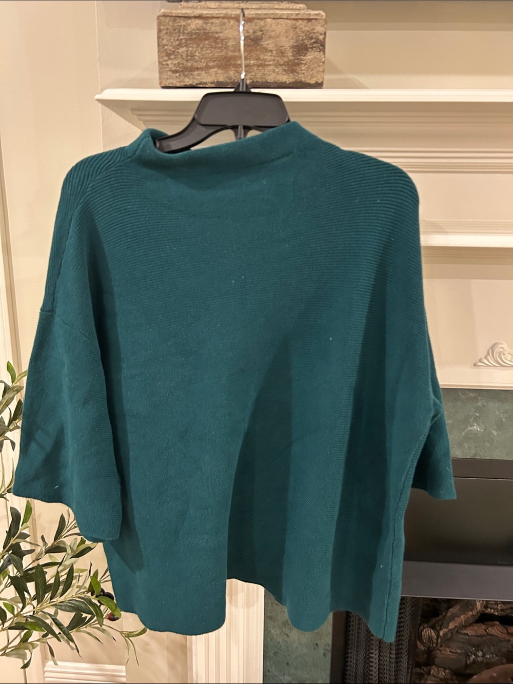 Ann Taylor Factory Teal Knit Mock Neck Poncho Sweater
